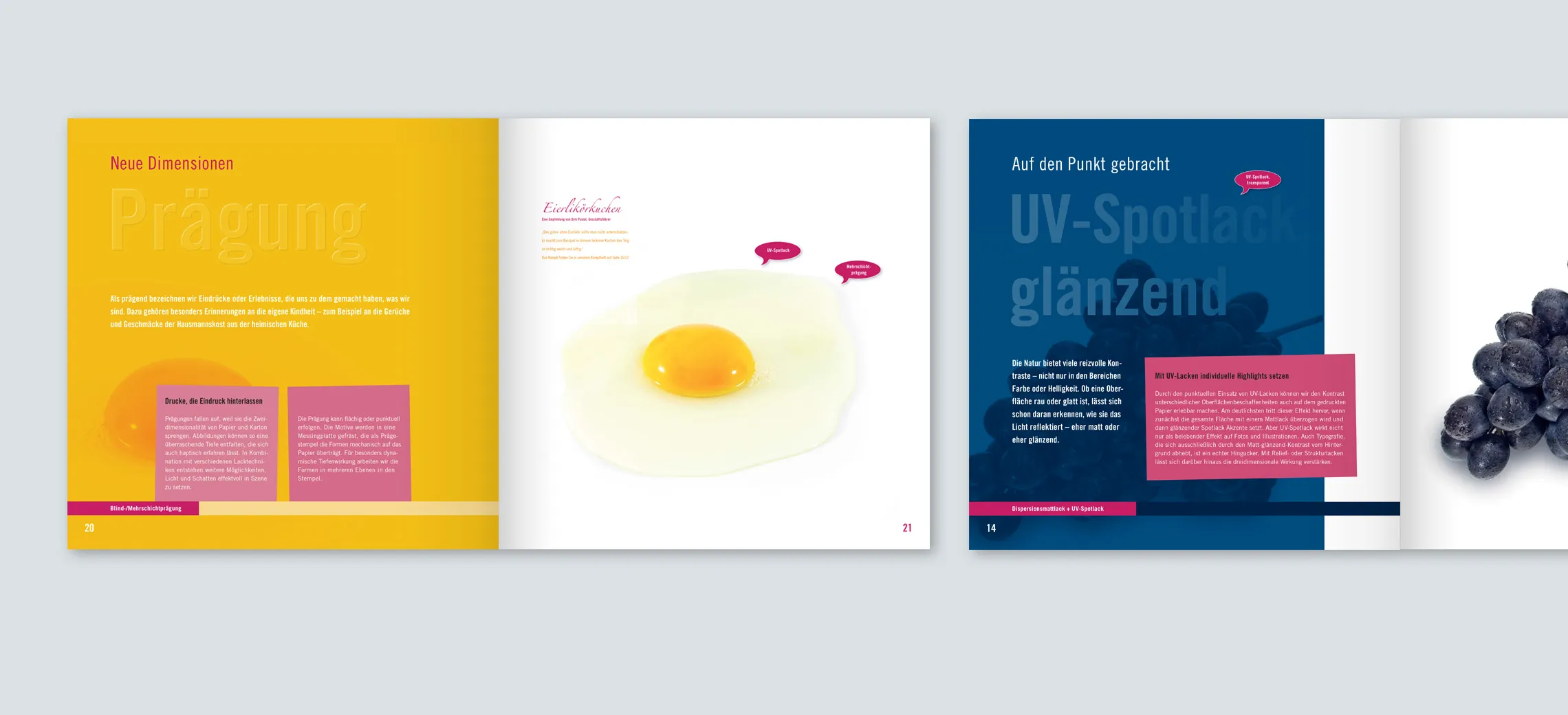 Produktbroschüre Druckstudio: Innenseite Prägung und Spotlack
