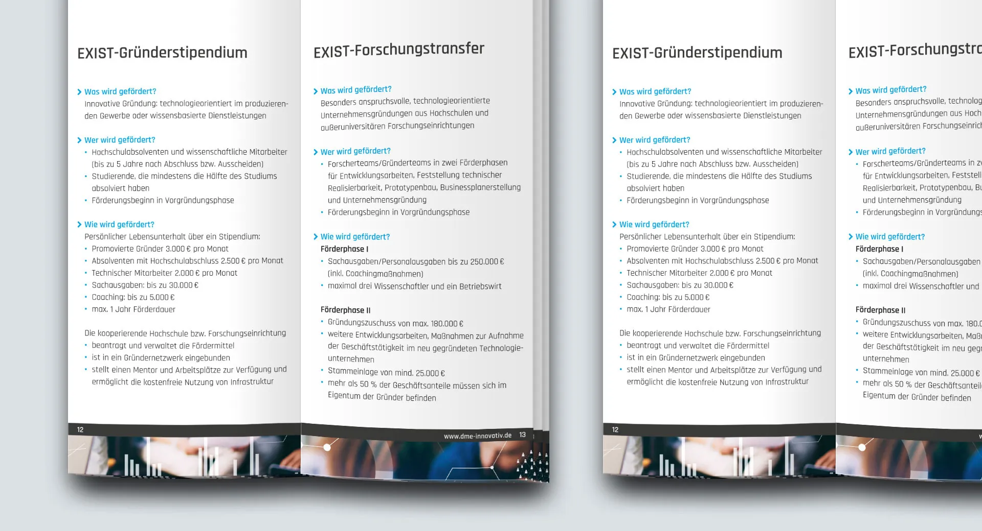 DUS+ME innovativ: Broschüre Förderprogramme Innenseiten